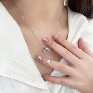 Collier à pampilles en argent sterling 925 Kaiming pour femme, style coréen, chaîne pour pull - Product Image 1