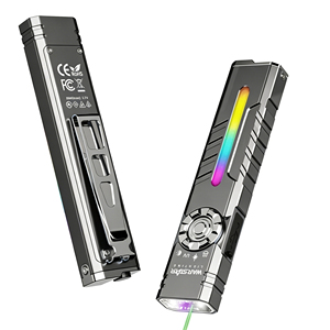 Linterna LED EDC de 2000LM, IP67, Táctica, con Anillo de Dedo, Luz Lateral RGB, Láser UV, Magnética, para Camping, Emergencias y Defensa Personal - Product Image 2