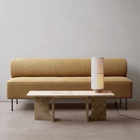 Table basse rectangulaire minimaliste en pierre de grotte jaune, design moderne et simple, style luxe léger italien