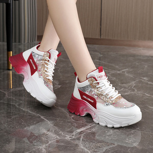 LYKU QR8961 Zapatos Deportivos Casuales con Cordones para Mujer, Diseño de Malla con Suela Gruesa, Transpirables, Ligeros, Antiolor, de PU, para Otoño - Product Image 3