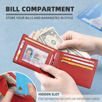 Pince à billets en cuir pour hommes Portefeuille personnalisé avec blocage RFID Poche avant à deux volets Minimaliste Porte-cartes de crédit avec boîte-cadeau