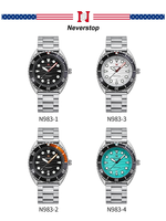 Montres à quartz pour hommes NS Never Stop N983, étanches à 30 m, aiguilles lumineuses, bracelet en acier inoxydable, date automatique, montre-bracelet pour hommes