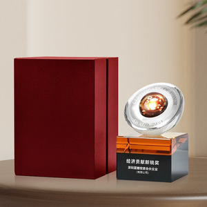 Trofeo de vidrio en blanco para chorro de arena, trofeos de escudo de cristal de color, presentación de lujo, trofeo de <span class=keywords><strong>metal</strong></span>, premios de vidrio - Product Image 5