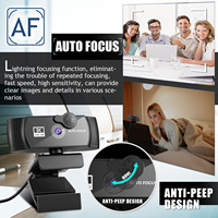 Webcam USB pour PC avec autofocus, couvercle de confidentialité intelligent pour diffusion en direct, mode beauté 2K/4K, lumière d'appoint, vue grand angle HD – En stock