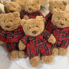   Boneka Beruang Barcelona Edisi Terbatas Natal, Pakaian Kotak-kotak, Super Lembut, Isi Kapas PP, Hadiah Ulang Tahun, Unisex