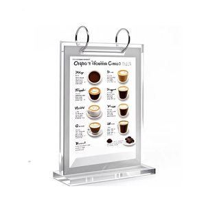 Support publicitaire écologique personnalisé en acrylique en forme de T avec dos incliné pour la restauration et l'industrie agroalimentaire – Présentoir de <span class=keywords><strong>table</strong></span> pour cartes - Product Image 6