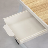 Bureau portable en métal pour ordinateur portable avec ports USB, pieds pliables et porte-gobelet, table de lit avec tiroir, petit ventilateur et lampe