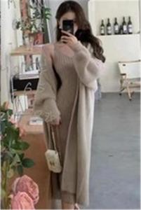 Stylische Flauschige Strickjacken, Locker Geschnittene Lange Jacken, Mohair-Pullover, Einfarbige Midi-Cardigans für Damen - Product Image 3