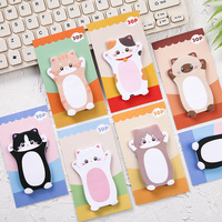 Blocs-notes autocollants à succès, blocs-notes adhésifs portables en forme de chat de dessin animé mignon et notes de message quotidiennes