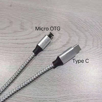 Kabel Adaptor Transfer Data OTG Nylon Kepang Tipe-C ke Micro untuk Printer dan Pemindai Barcode Pengisian Daya