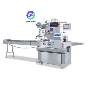 Plastic Bag Horizontal Pillow Wafer Double Sandwiching Cookies Packaging Flow Wrapper Biscuit Packing Machine