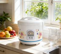 Oulik – Cuiseur à riz électrique automatique en forme de mini tambour, avec minuterie numérique, revêtement antiadhésif, classe énergétique A+, pour usage domestique, 1-2,2 L