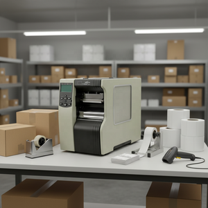 Zebra Desktop Industrial 110xi4 300 dpi impresora de cinta de etiquetas de inyección de tinta de código de barras para etiquetas de mascotas de nailon satinado - Product Image 1