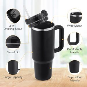 40oz Stainless Steel Tumbler Rainbow Colorful Ion Plating Powder Coated Vacuum Insulated Handle Lid LED BPA Free LED Temperature - Product Image 5