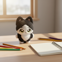Peluche personnalisée chat noir 10 cm, porte-clés chat blanc en peluche, jouets en peluche animaux avec certification CE, jouets doux