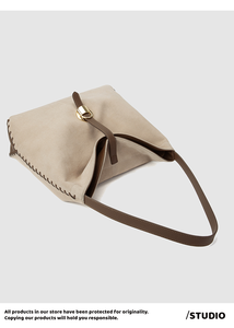 Bolso de Hombro Tipo Hobo de Cuero Genuino de Primera Calidad, Estilo Coreano, Minimalista, con Borde Cosido, Grande y Lujoso - Product Image 6