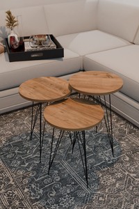 Set of 3 Nesting END <b>Tables</b> - Round Stacking Cheap <b>Coffee</b> <b>Tables</b> for <b>Small</b> Spaces Bedside <b>Table</b> for Living Room - Product Image 3