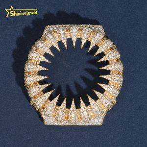 <span class=keywords><strong>Montre</strong></span> Hip Hop de luxe en argent 925, sertie de moissanite noire, avec boîtier et lunette style griffes GA2100 - Product Image 6