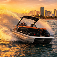 Bateau ponton de luxe confortable et durable pour la pêche sportive, grande capacité, sièges de luxe, système audio pour les excursions en groupe et les rassemblements