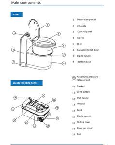 Poubelle de chasse par gravité anti-puant avec réservoir de retenue de rouleau <span class=keywords><strong>pour</strong></span> RV, <span class=keywords><strong>camping</strong></span>-<span class=keywords><strong>car</strong></span>, caravane, yacht W5000 - Product Image 4