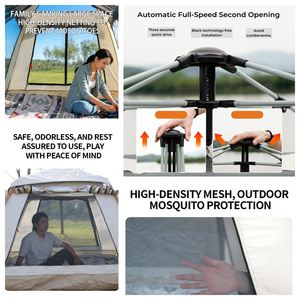 Tente de <span class=keywords><strong>camping</strong></span> automatique robuste et portable pour 3-4 personnes, étanche, avec équipement complet pour la pêche et les activités de plein air - Product Image 2