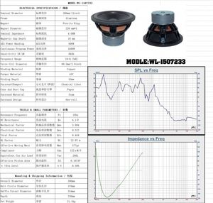 AOSHEN Subwoofer professionnel pour voiture, 15 pouces WL-1507233-F, 4 OHM, 1600W, avec tweeter coaxial - Product Image 6