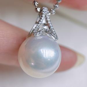 Pendentif haut de gamme en or 18 carats Zhuji, perle d'eau douce naturelle ronde de 12-13 mm, sans défaut, collier - Product Image 1
