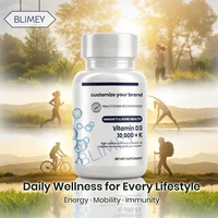 Capsules personnalisées de Vitamine D3 K2 Calcium Magnésium Zinc Cholecalciférol – Complément pour la Force Osseuse