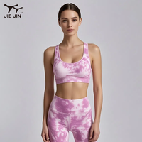 JIEJIN Ensemble de gymnastique de haute qualité en polyester spandex imprimé personnalisé pour femmes respirant sans couture taille élastique