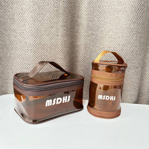 Fabricant de sacs à cosmétiques personnalisé maquillage de voyage étui à main de luxe vanity box rose blanc jaune PVC étanche trousse de toilette cas - Product Image 6