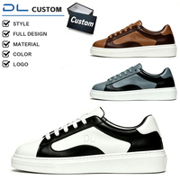 Zapatos de Plataforma con Cordones y Diseño de Cuero Multitono Personalizado para Hombre y Mujer, Zapatillas Casuales con Logotipo en Relieve para Uso Diario