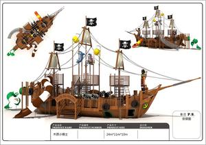 Grande glissière de terrain de jeu en bois inoxydable, bateau de <span class=keywords><strong>Pirate</strong></span>, Design personnalisé pour enfants, glissière en plastique, maison en plastique CN;GUA - Product Image 3