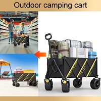 Chariot de manutention robuste à quatre roues pliable 330 LBS en acier inoxydable tout-terrain, chariot utilitaire pliable pour le shopping et les outils, roues de 7,5'' pour le sable