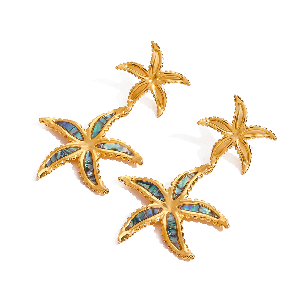 Green starfish double earring