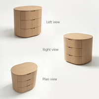 Mesita de Noche Moderna de Madera de Roble Curvada con 3 Cajones, Mueble de Dormitorio, Fabricante OEM ODM