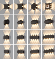 Applique murale extérieure en aluminium imperméable en gros, IP65, AC85-265V, style Art déco, lampe murale LED de jardin, design moderne