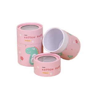 Boîte d'emballage kraft rose personnalisée <span class=keywords><strong>avec</strong></span> fenêtre en PVC transparente, doublure et éponge en coton pour l'impression de logo de boîte de tube de papier alimentaire - Product Image 3