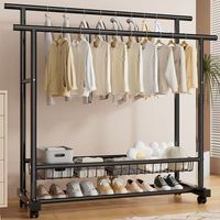 Perchero Vertical Multifuncional Moderno, Almacenamiento de Ropa y Sombreros, Perchero Móvil de Doble Barra y Múltiples Niveles, Muebles para el Hogar y Hoteles