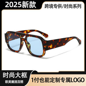 Модные повседневные солнцезащитные очки с двойной перемычкой и поляризованными линзами, новинка 2025 года, защита от УФ-излучения, индивидуальный европейско-американский стиль, для фотосессий - Product Image 2