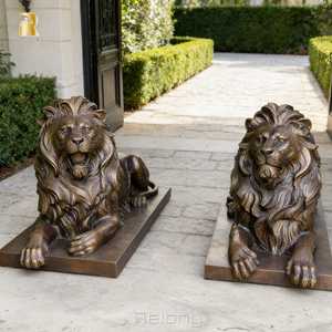 Statue de lion en bronze décorative d'extérieur RELONG, sculpture de gardien à vendre - Product Image 5