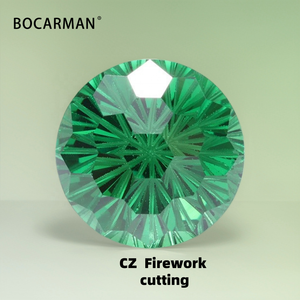 Zircons verts de 6,0 mm à 8,0 mm de haute qualité, créés en laboratoire, taille feu d'artifice, pierres colorées en vrac pour bijoux, en stock, offre de gros - Product Image 1