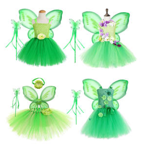 Vestidos de Fiesta Elegantes para Niñas al por Mayor, Disfraz Infantil de Hada Verde Mariposa del Bosque, Conjunto de Vestido Tutú para Niñas en Fiesta - Product Image 1