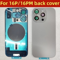 Pour iphone 16 Pro Max 16 Plus Verre Arrière Avec Cadre Lunette Plaque Métallique Anneau Aimant