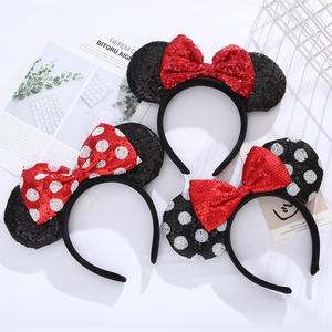 Lentejuelas lunares arco bandas para el cabello lunares blancos y negros lindo Parque <span class=keywords><strong>de</strong></span> Atracciones Mickey niños bandas para el cabello regalos - Product Image 1