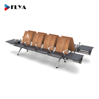 Chaise d'attente en bois FL avec table à thé, 3, 4 ou 5 places, sièges tandem pour aéroport, hôpital, chaise d'attente en bois massif avec prise USB