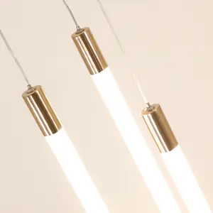 Shenzhen supplier Gold silver led pendant lamp chandelier tube restaurant clothing store colour decorative hanging light