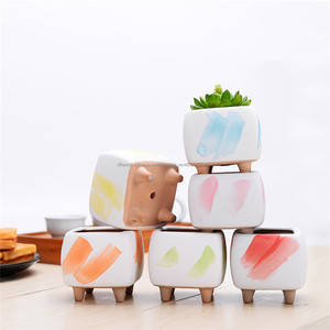 Blanc Céramique Pots Succulents Mignon Planteur <span class=keywords><strong>De</strong></span> Cactus Avec Jambes Petits Conteneurs D'usines <span class=keywords><strong>De</strong></span> Fleurs pour La Décoration In - Product Image 5
