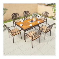 à manger de coulée de Style Durable chinois terrasse extérieure arrière-cour en aluminium 6 chaises meubles de Table de luxe