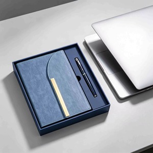 Agenda en cuir A5 avec finition dorée, stylo métallique, bloc-notes avec stylo, coffret cadeau d'affaires, coffret cadeau personnalisé pour employés, coffret cadeau de conférence - Product Image 1