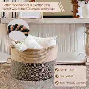 Cestas de Cuerda de Algodón de 22 x 22 x 14 Pulgadas para Mantas y Juguetes, Decoración para Cuarto de Niños y Sala de Estar - Product Image 3